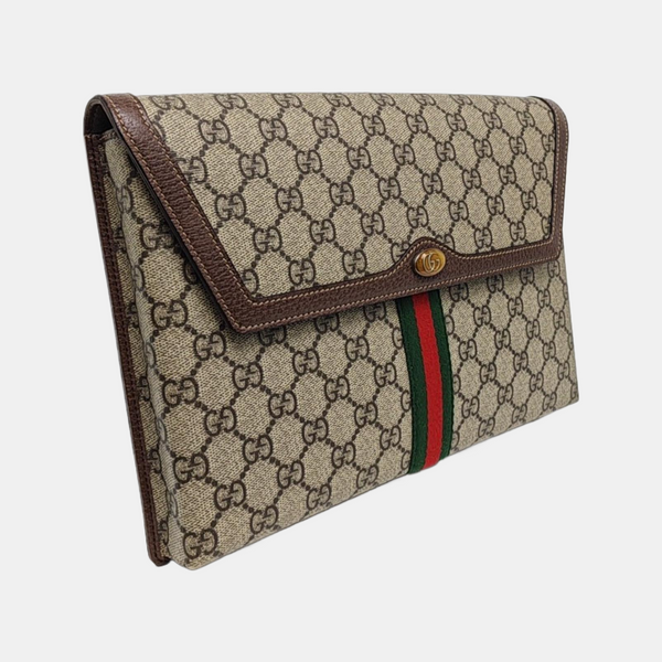 Monogram Coated Canvas Clutch Beige