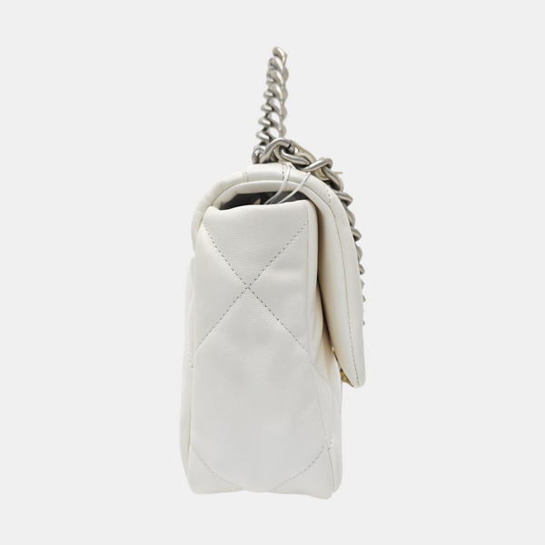 CHANEL 19 Small Quilted Lambskin White