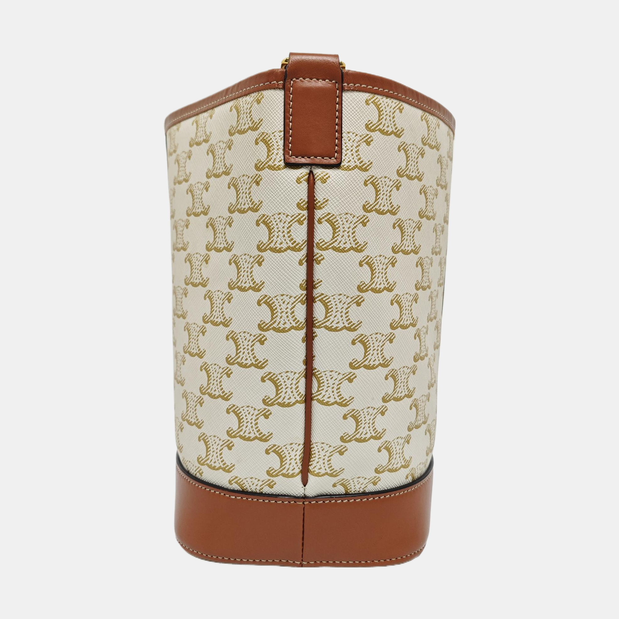 Authenticated pre-owned  TRIOMPHE CANVAS Small Coated Canvas Beige - Bucket Bag at Looply