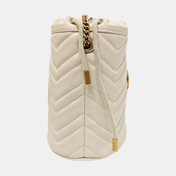 GG Marmont Mini Quilted Calfskin White