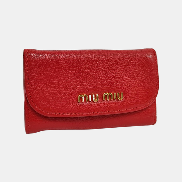 Leather Key Pouch Red
