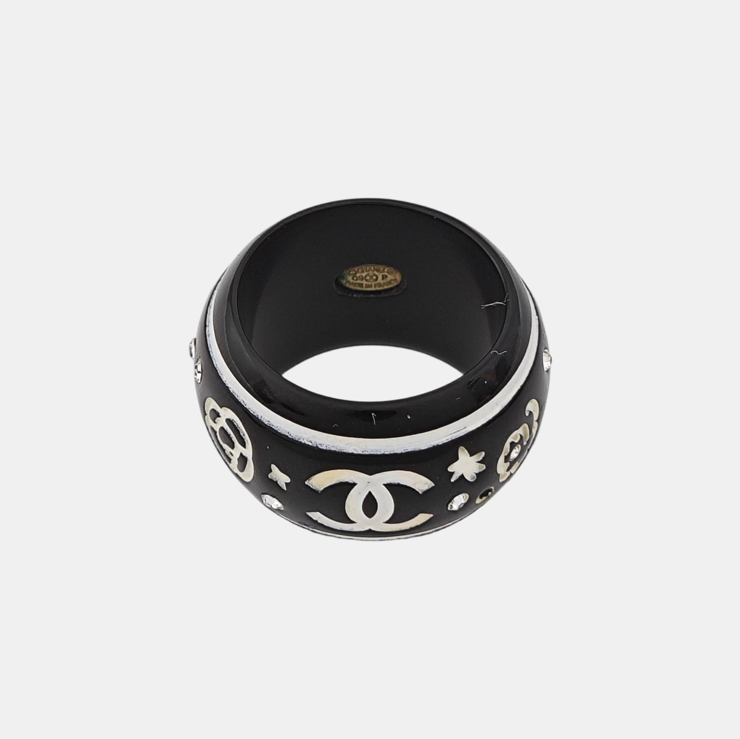 Synthetic Crystal Black Ring EU 53