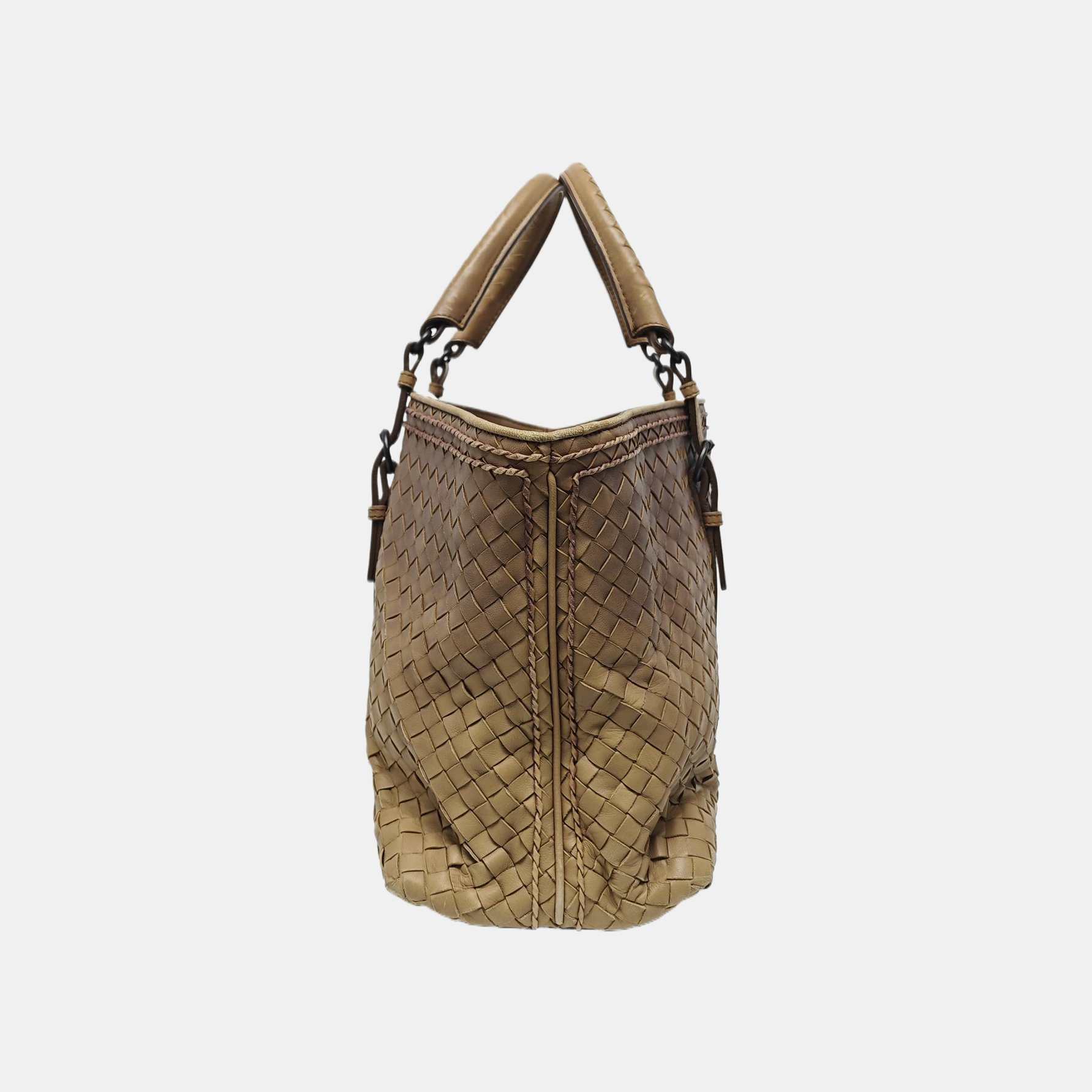 Lambskin Top Handle Bag Brown
