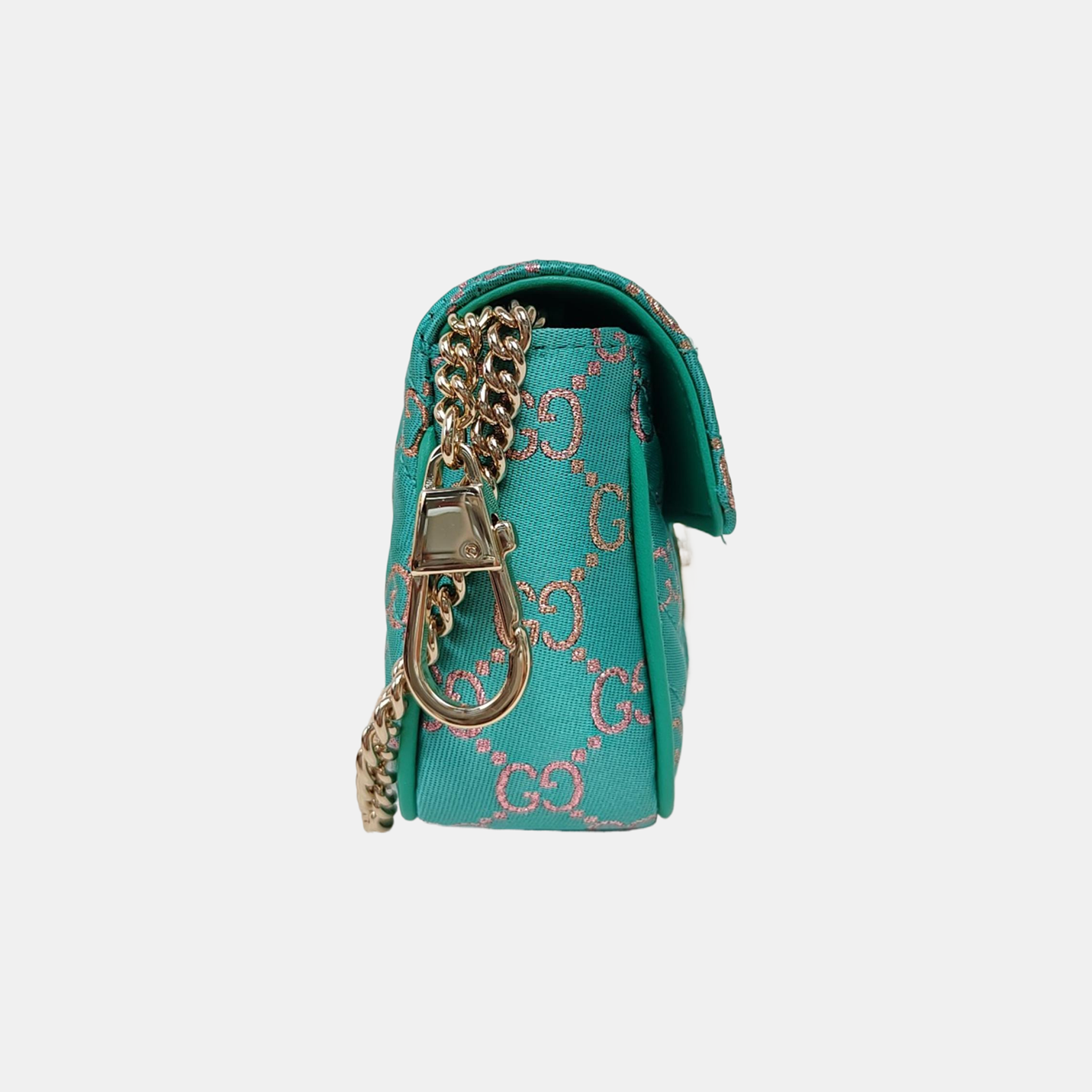 GG Marmont Super Mini Quilted Fabric Green