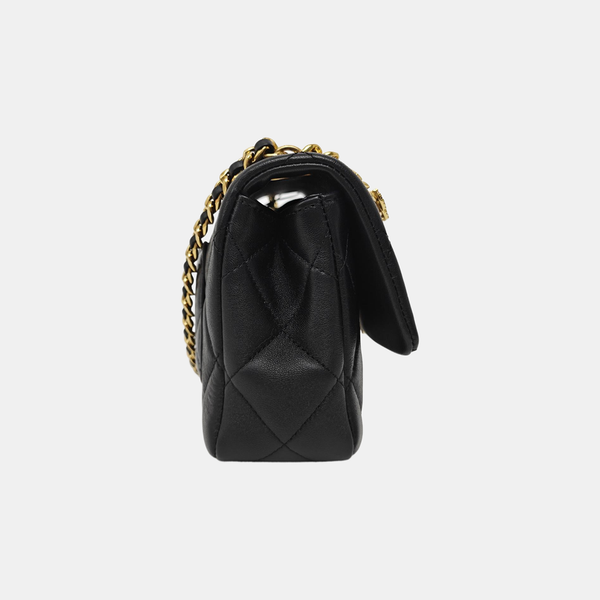 Quilted Lambskin Shoulder Bag Black