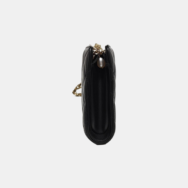 Quilted Lambskin Top Handle Bag Black