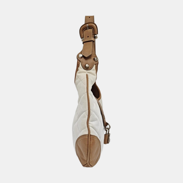Quilted Canvas Shoulder Bag White