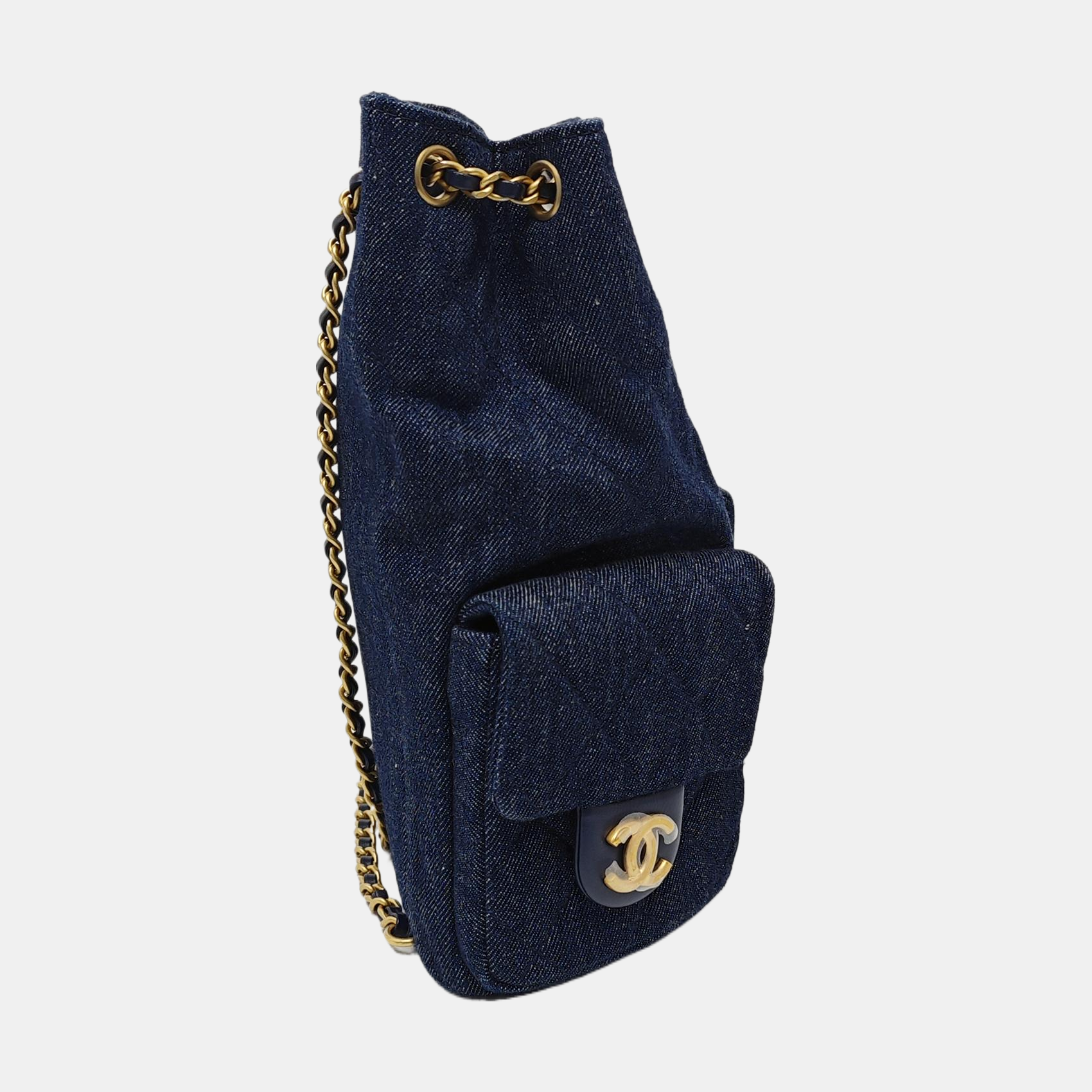Quilted Denim Backpack Blue