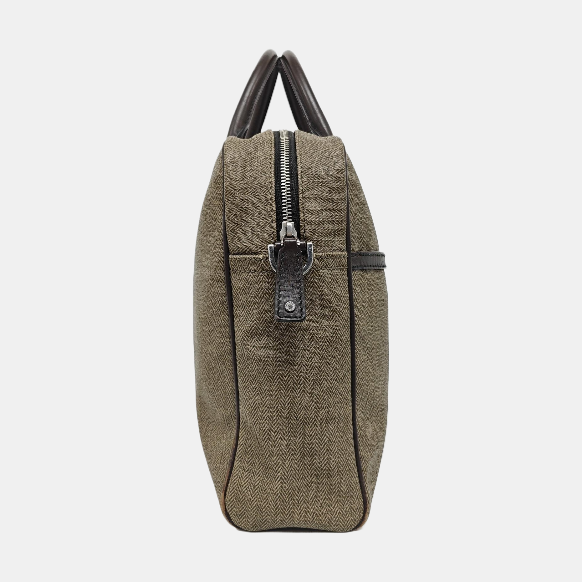 Coated Canvas Top Handle Bag Brown