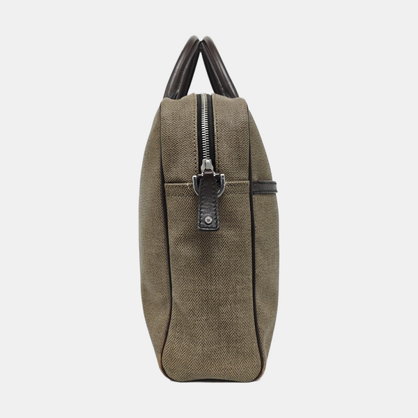 Coated Canvas Top Handle Bag Brown