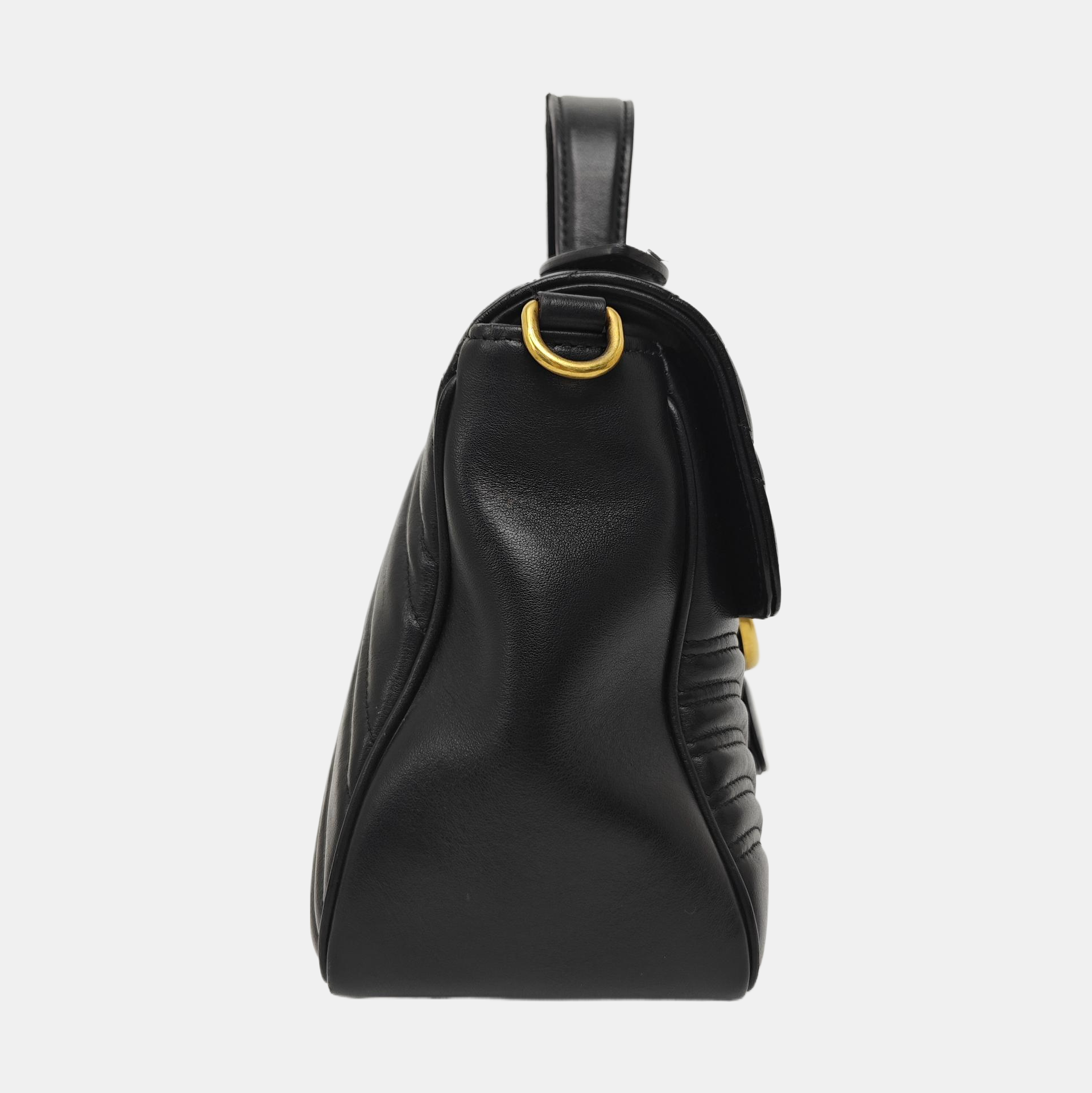 GG Marmont Medium Quilted Calfskin Black