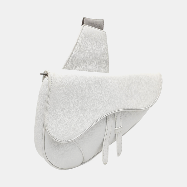 Authenticated pre-owned  Saddle Medium Calfskin White - Crossbody Bag at Looply