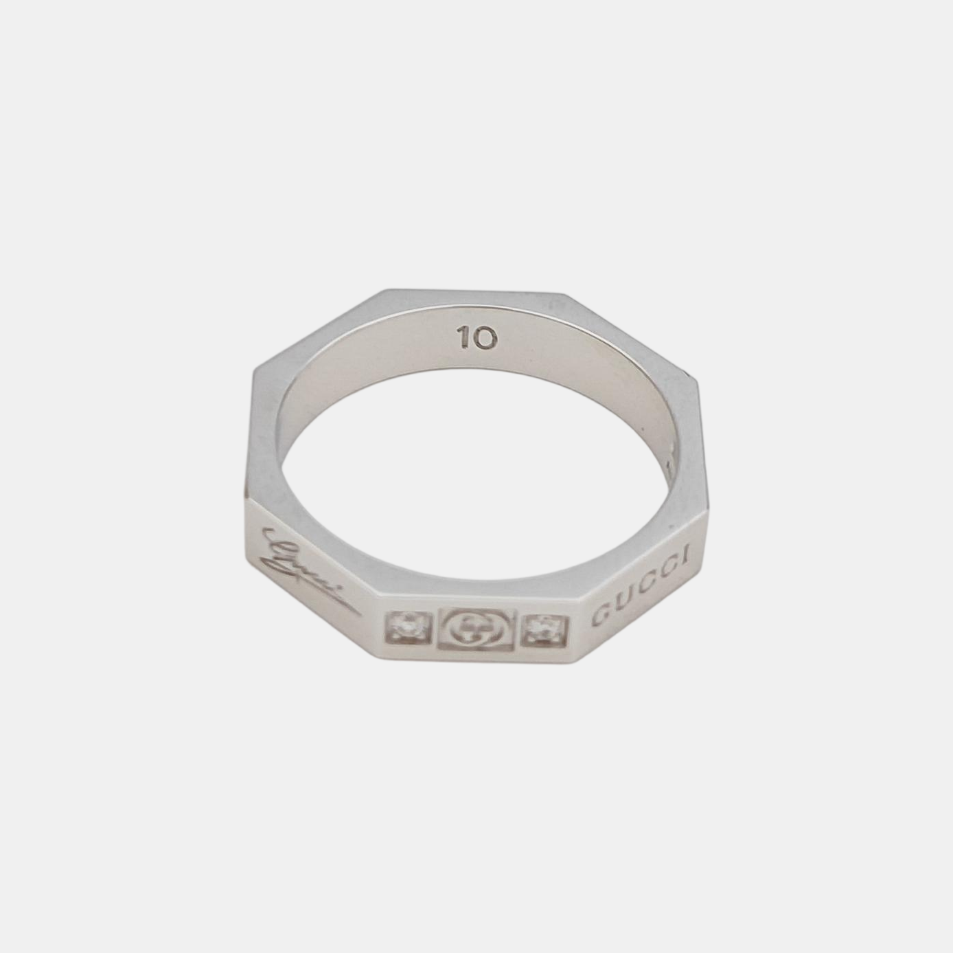 18k White Gold Silver Ring HK 10