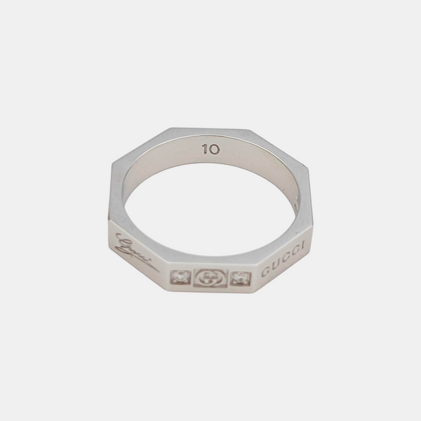 18k White Gold Silver Ring HK 10