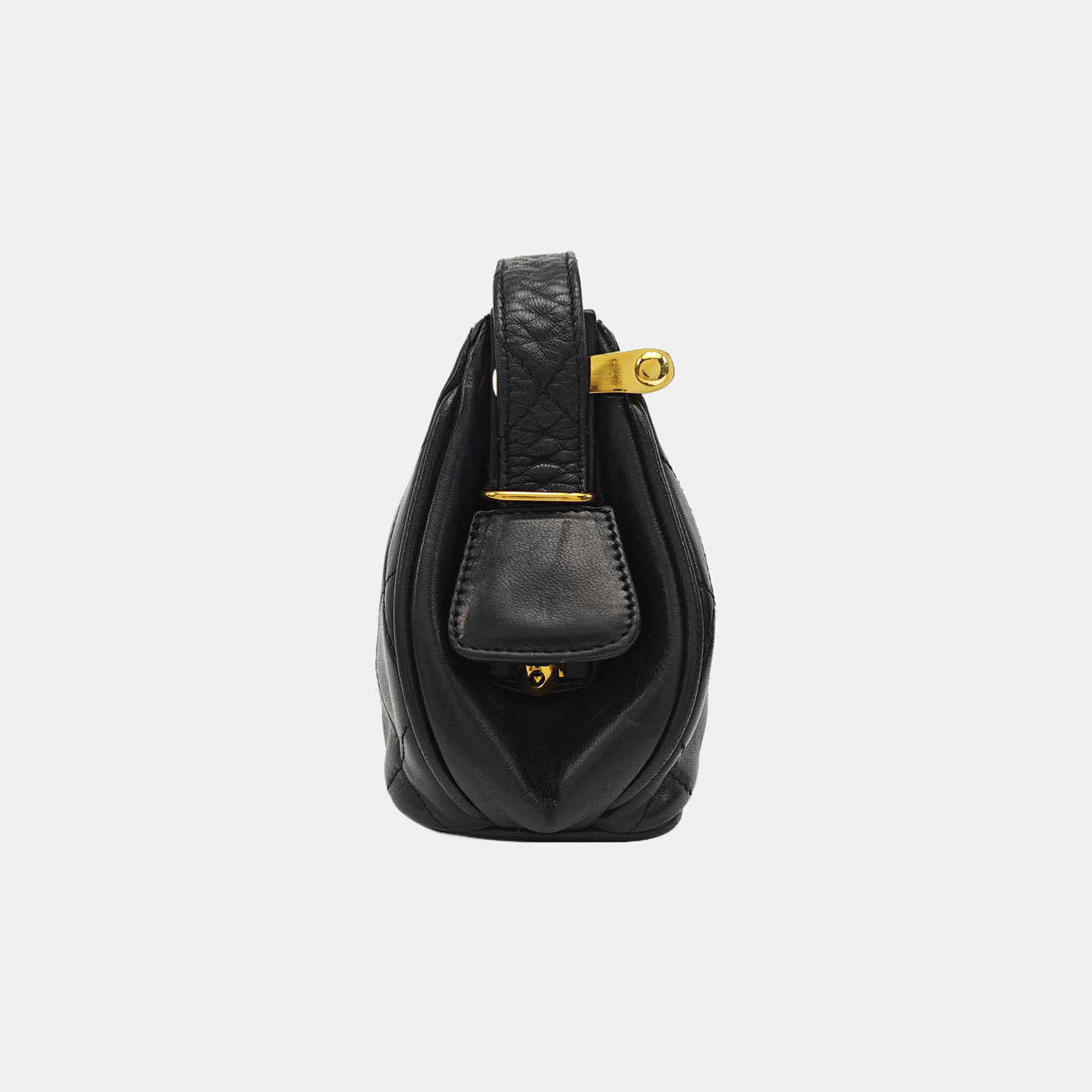 Quilted Lambskin Shoulder Bag Black