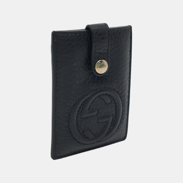 Quilted Calfskin Card Holder Black
