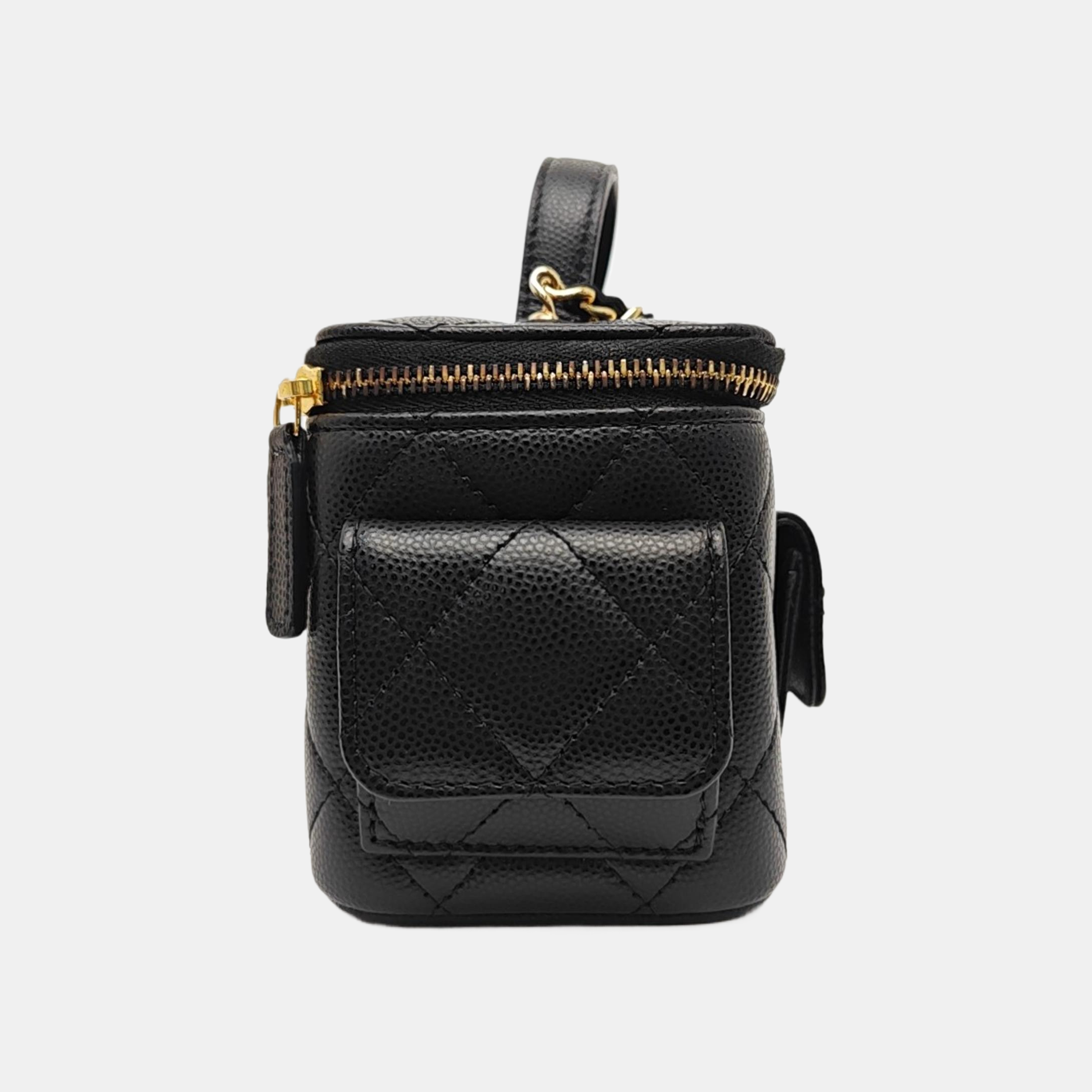 Cargo Small Quilted Grained Calfskin Black