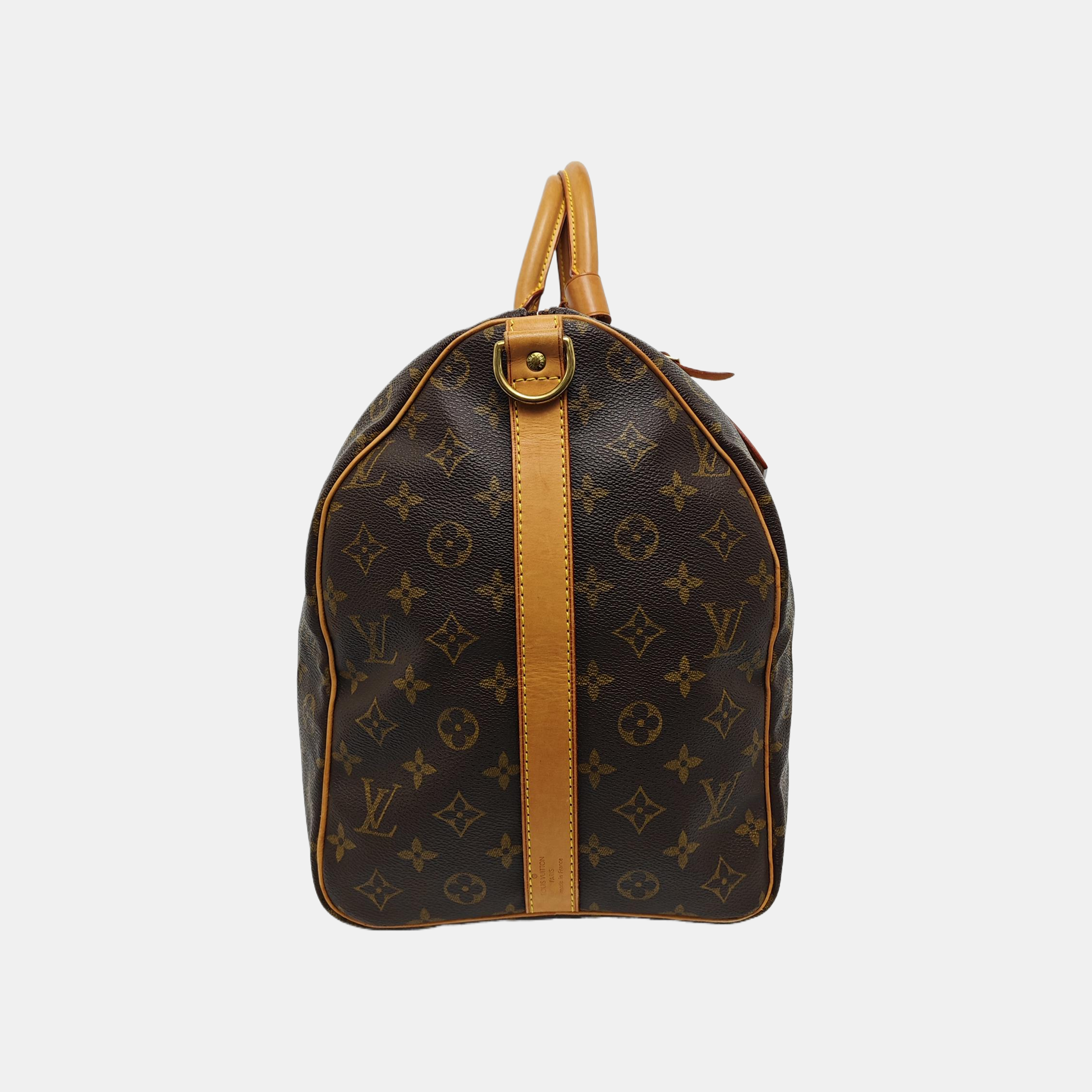 KEEPALL 50 Monogram Coated Canvas Brown