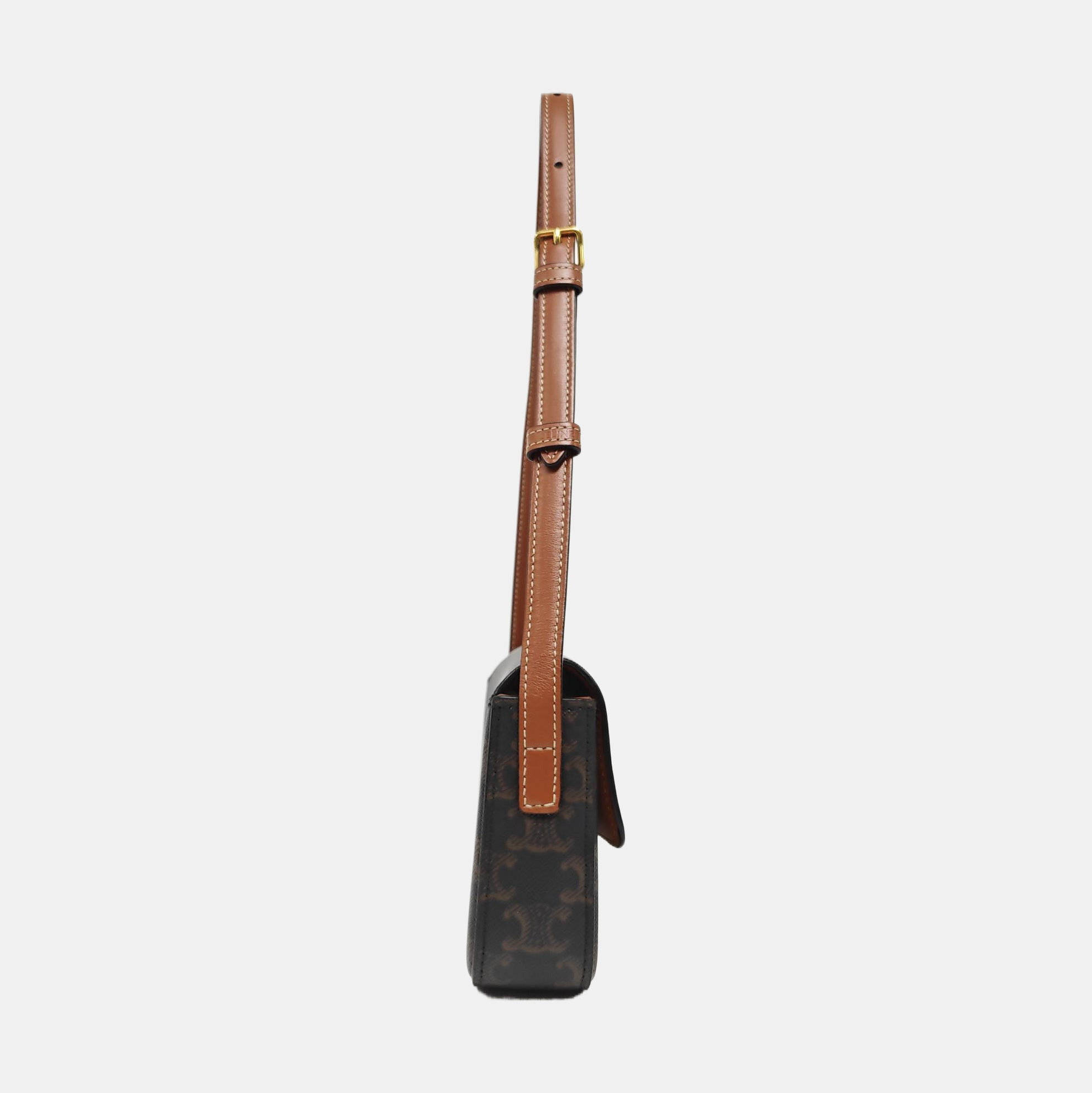 TRIOMPHE Small Coated Canvas Brown