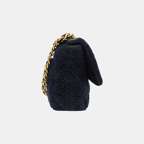CHANEL 19 Small Quilted Fabric Blue