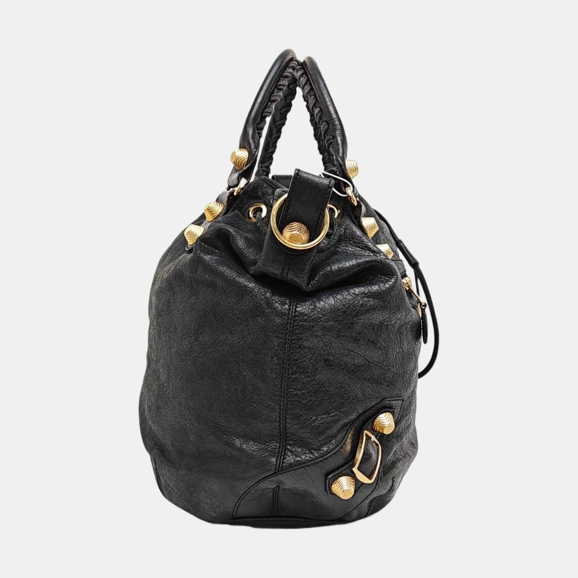 Pompon Bag Calfskin Black