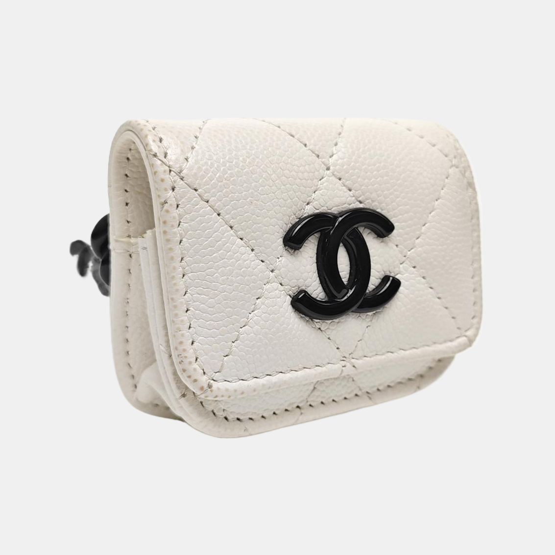 Quilted Grained Calfskin Belt Bag White