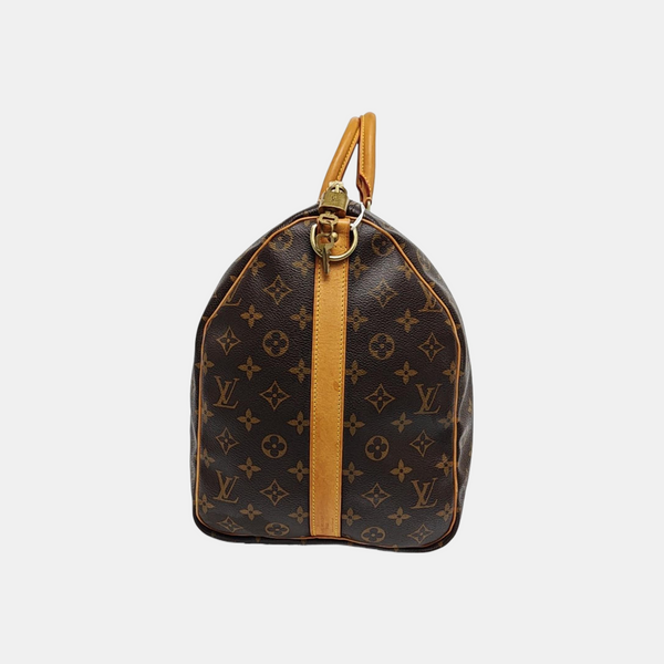 KEEPALL 50 Monogram Coated Canvas Brown