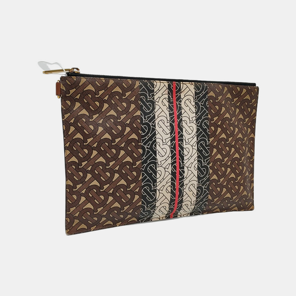 Coated Canvas Clutch Brown