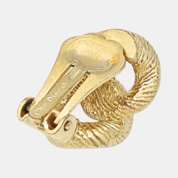 Twist Round Metal Gold Clip On Earrings