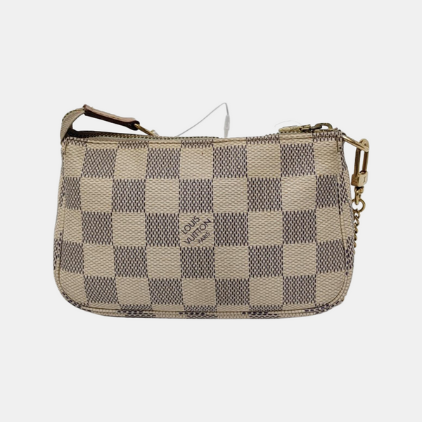 Authenticated pre-owned  ACCESSOIRES Mini Damier Azur Coated Canvas White - Top Handle Bag at Looply
