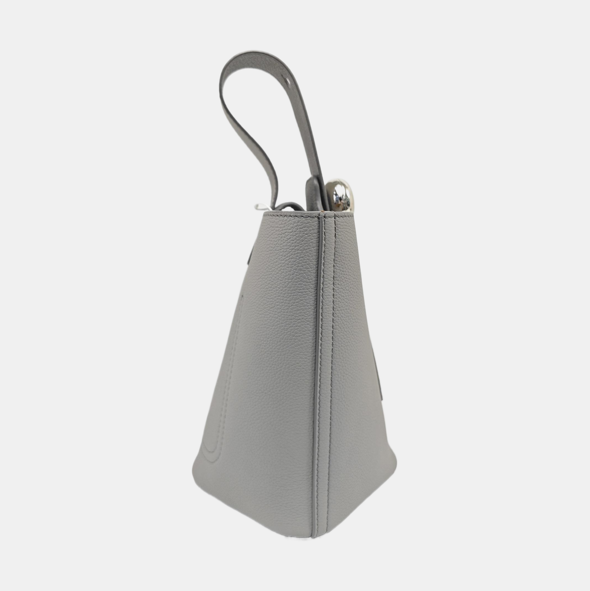 Pebble Bucket Mini Calfskin Gray