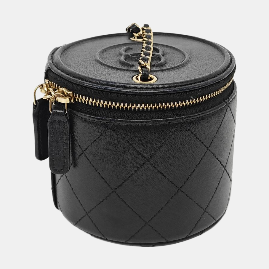 Quilted Lambskin Shoulder Bag Black
