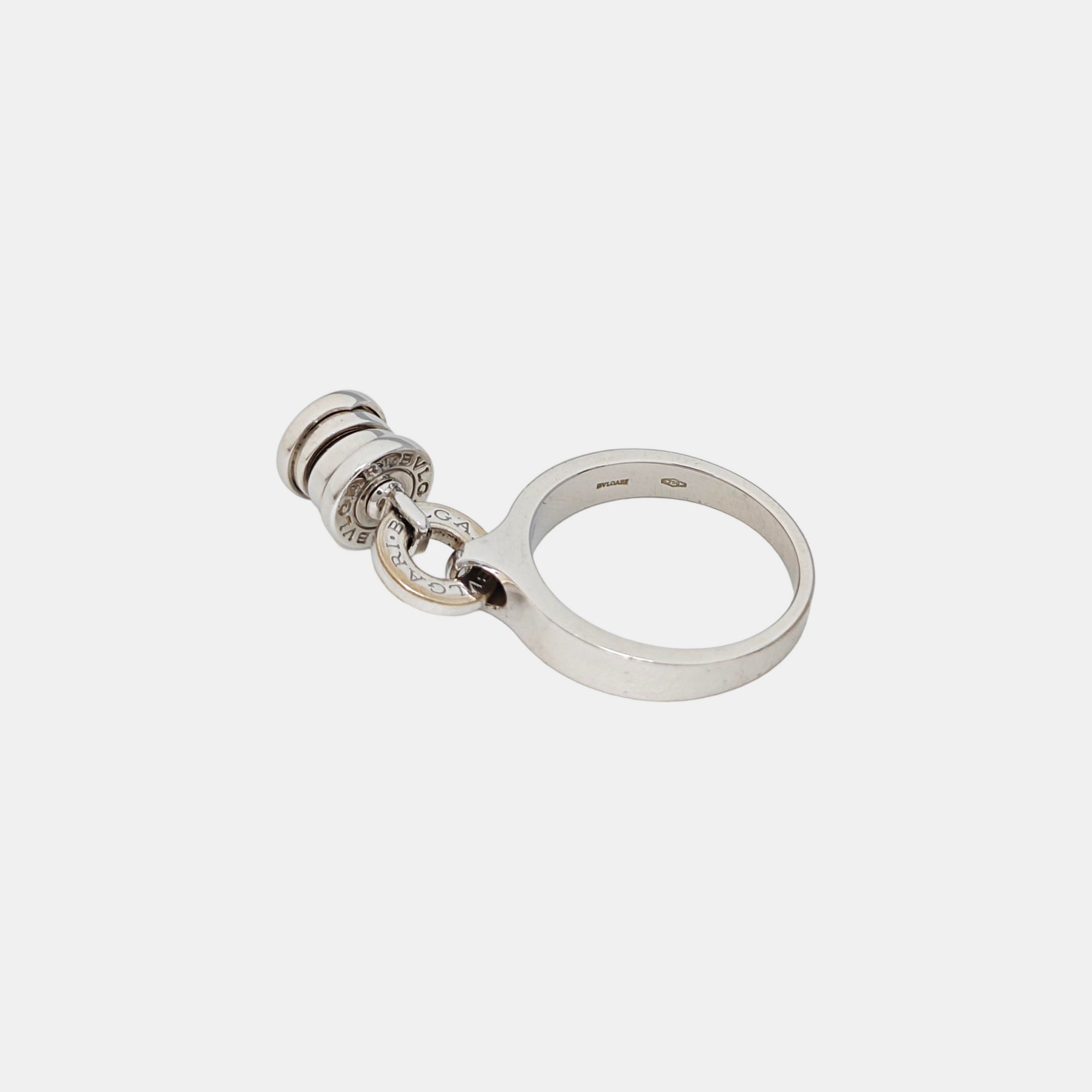 18k White Gold Silver Ring EU 53