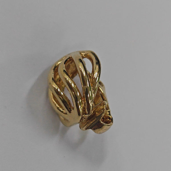Twist Round Metal Gold Clip On Earrings