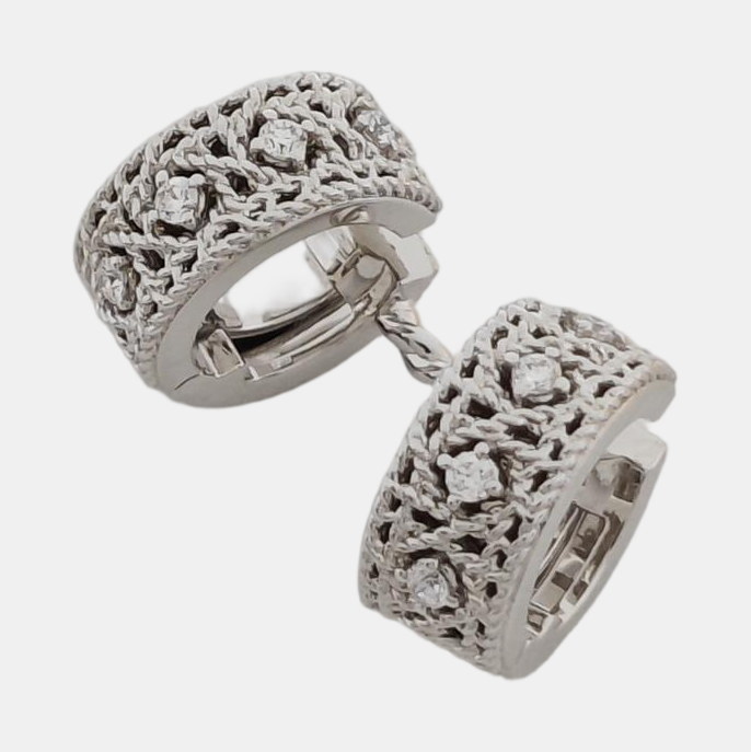 18k White Gold Silver Clip On Earrings