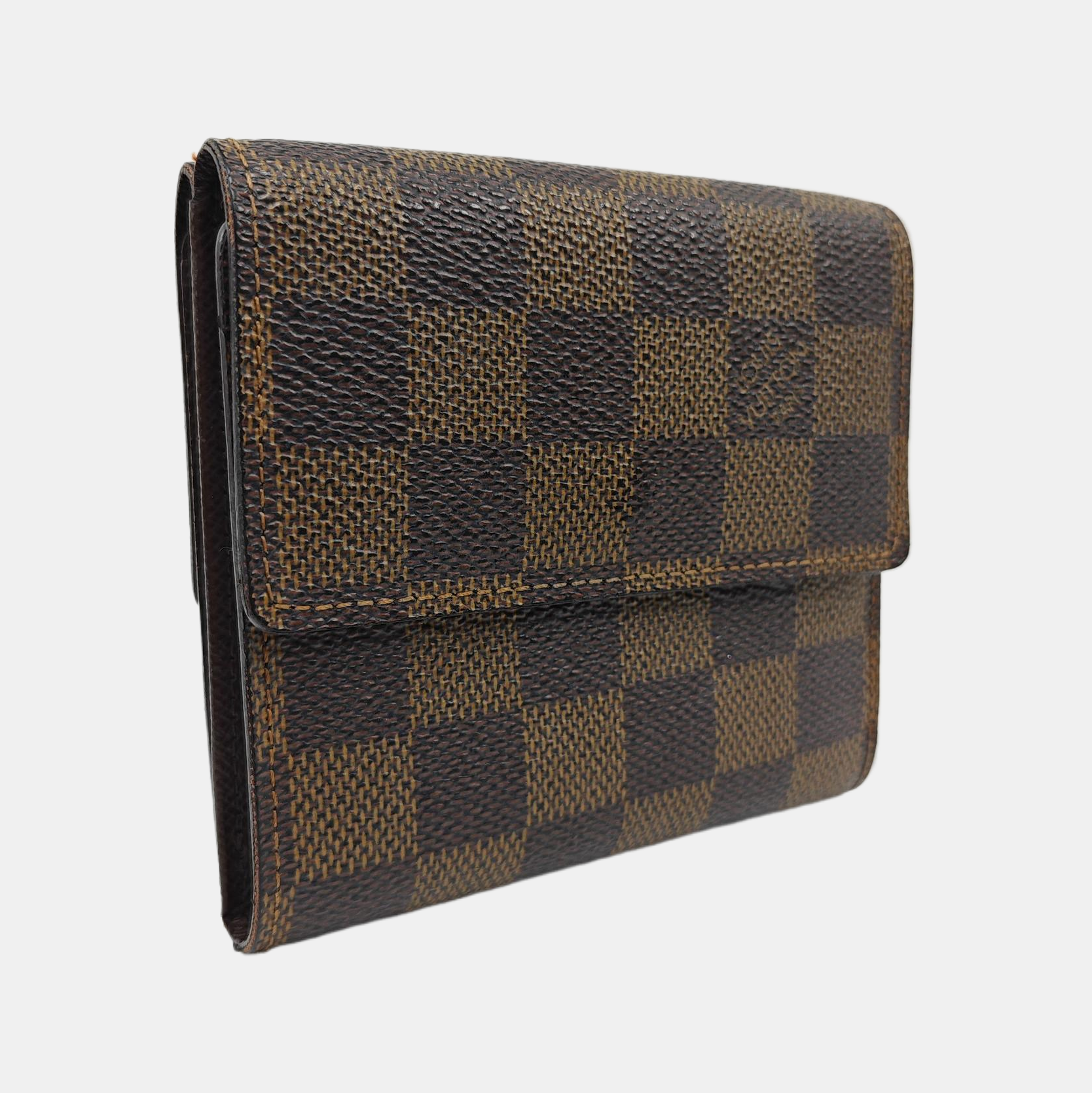 ELISE Damier Ebene Coated Canvas Brown Wallet