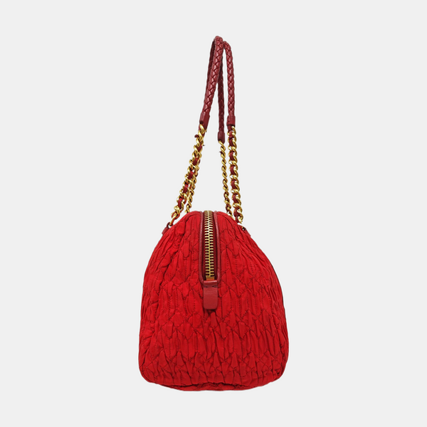 Quilted Canvas Tote Bag Red