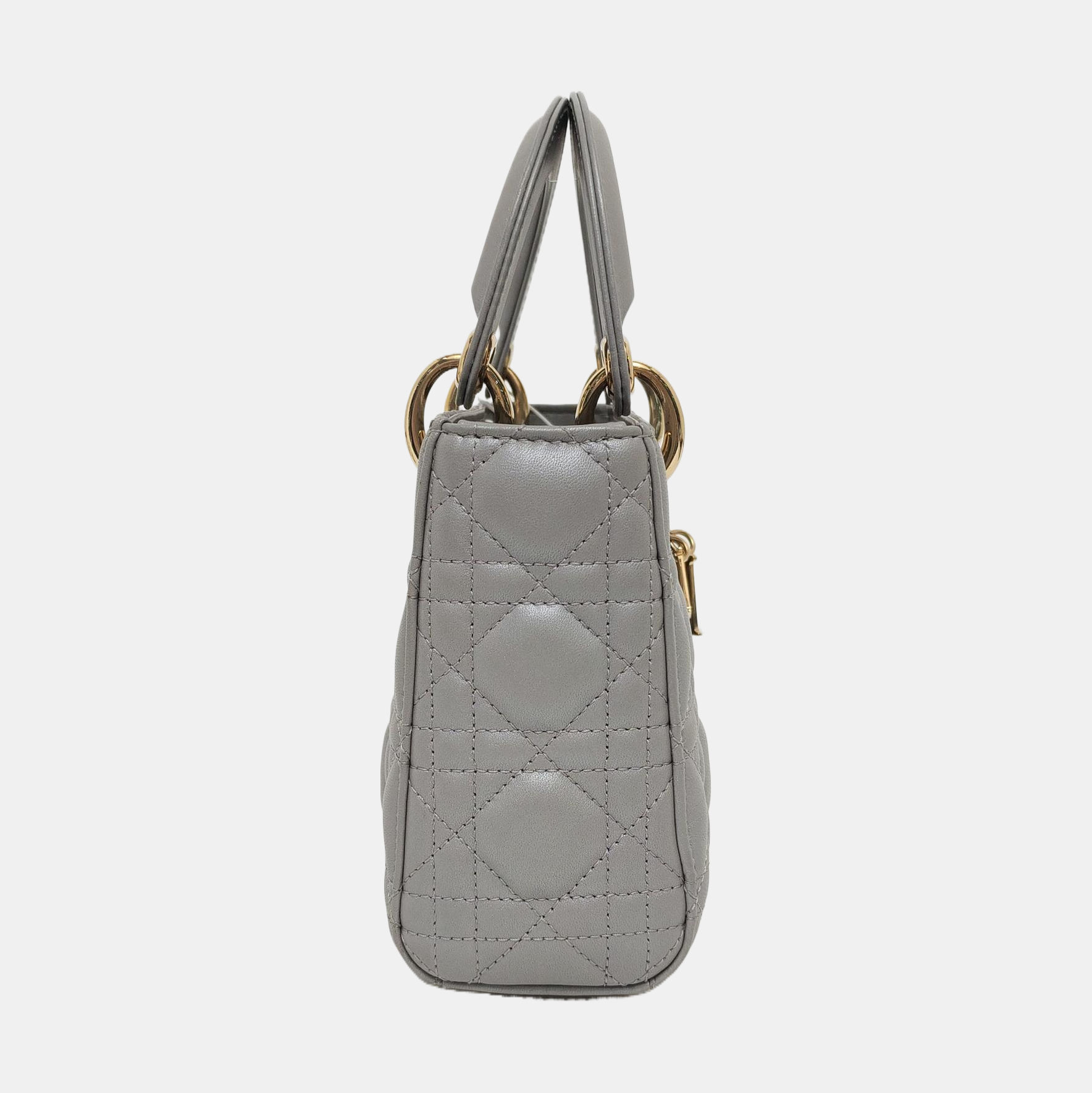 Lady Dior Mini Cannage Lambskin Gray