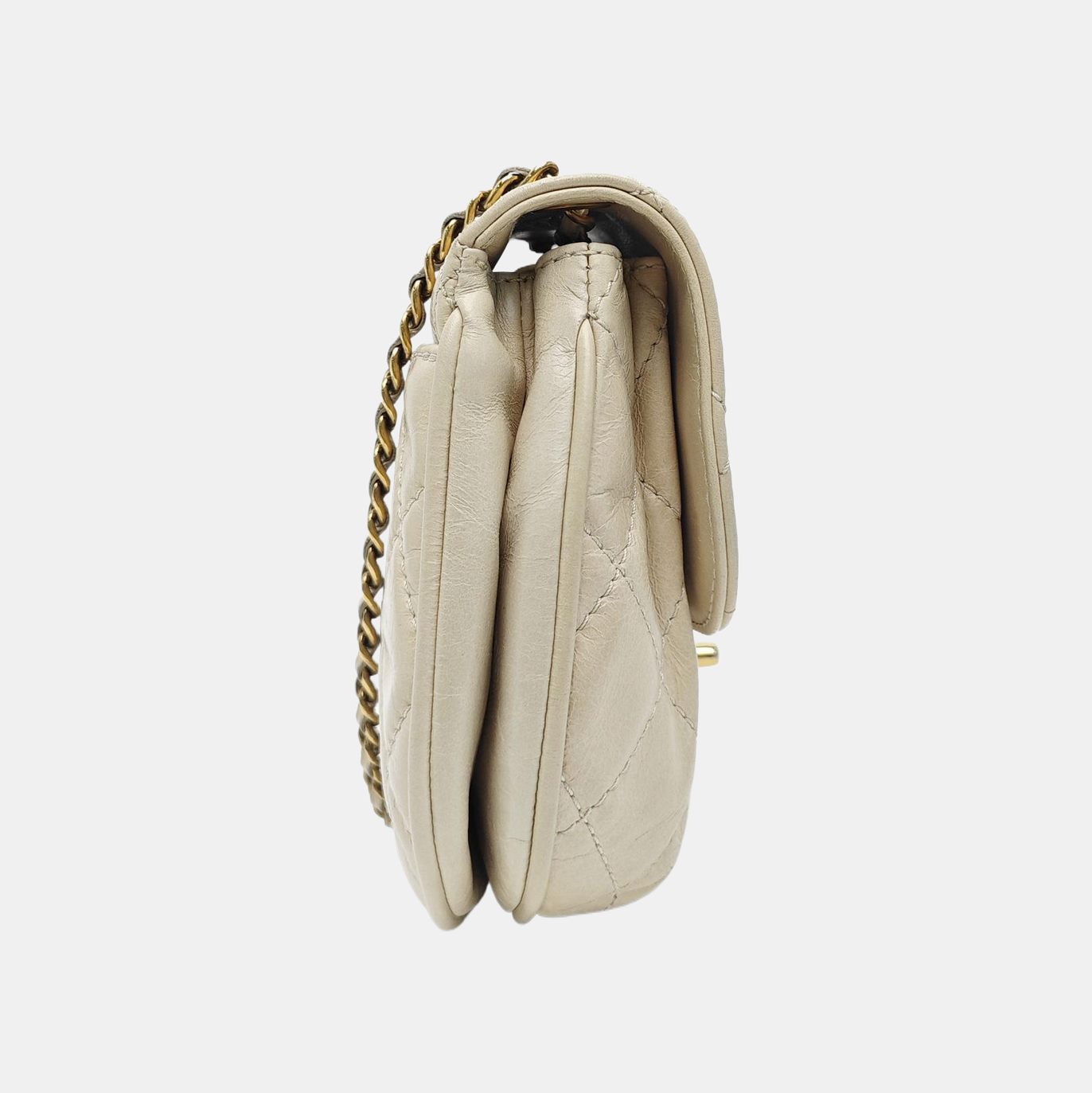 Quilted Calfskin Shoulder Bag Beige