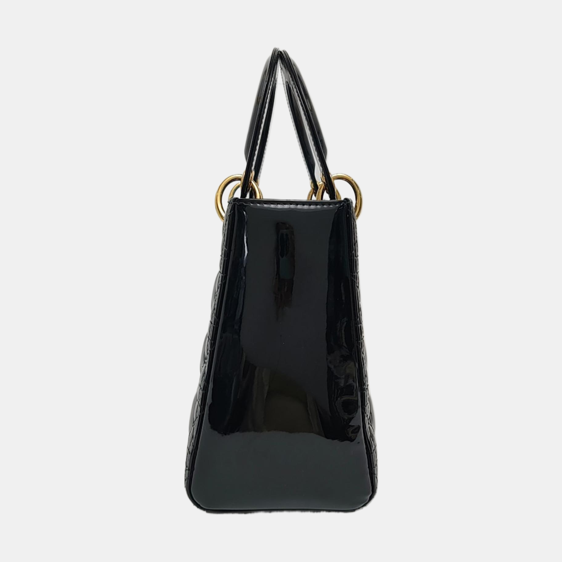 Lady Dior Medium Cannage Patent Leather Black