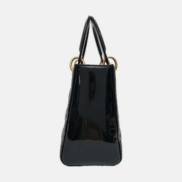 Lady Dior Medium Cannage Patent Leather Black