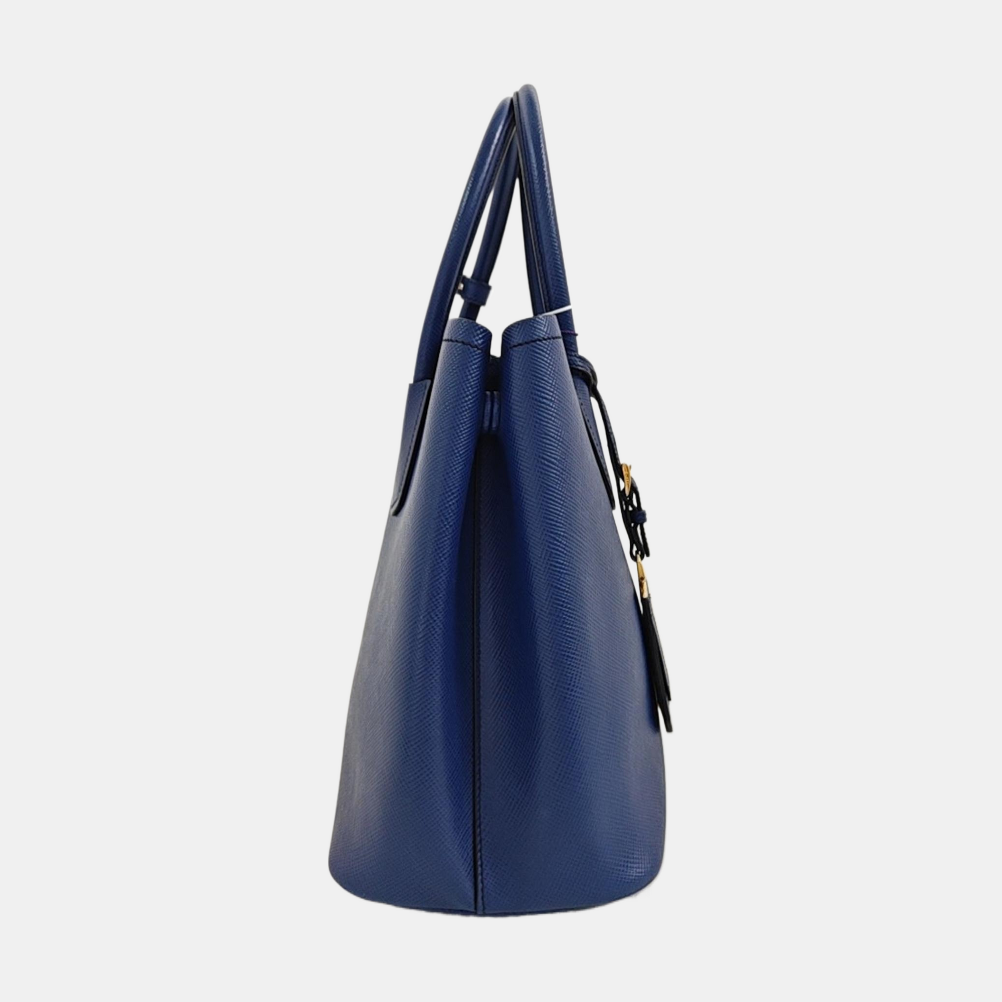 Double Large Saffiano Calfskin Blue