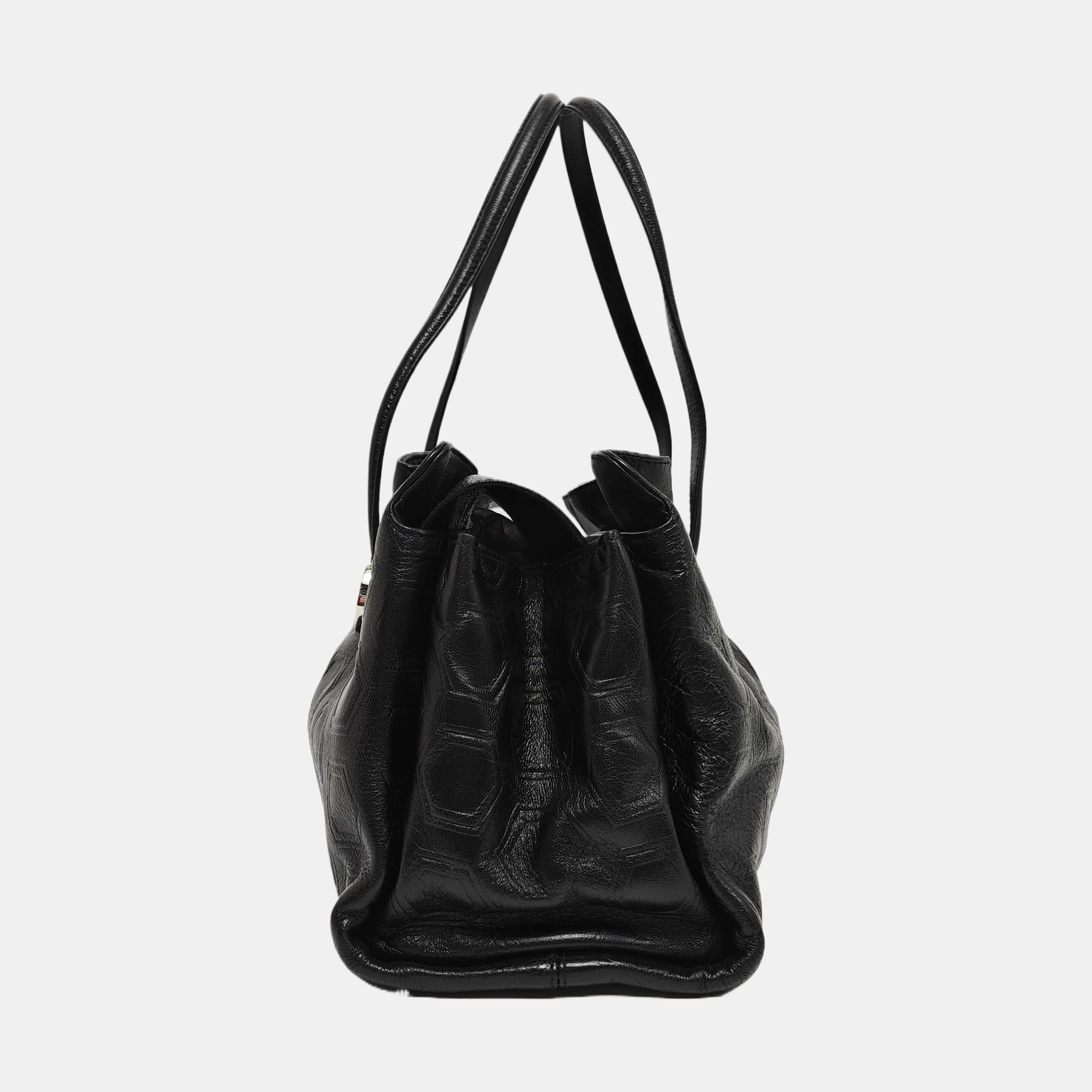 Calfskin Top Handle Bag Black