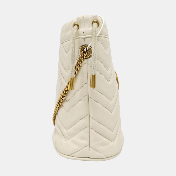 GG Marmont Mini Quilted Calfskin White