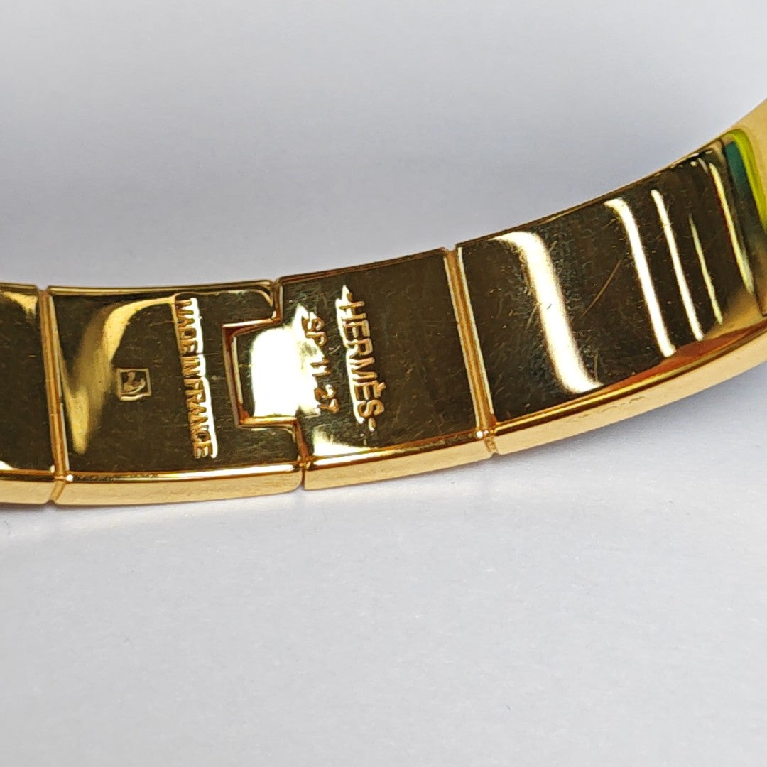 Enamel Hinged Bracelet Metal Gold Bangle