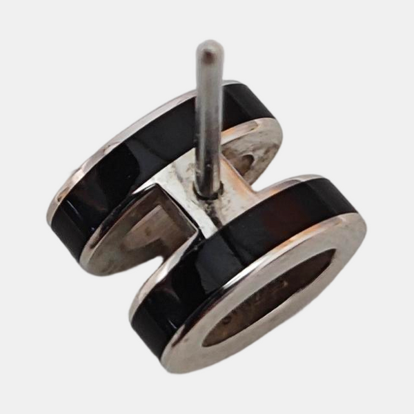 Pop H Metal Black Stud Earrings