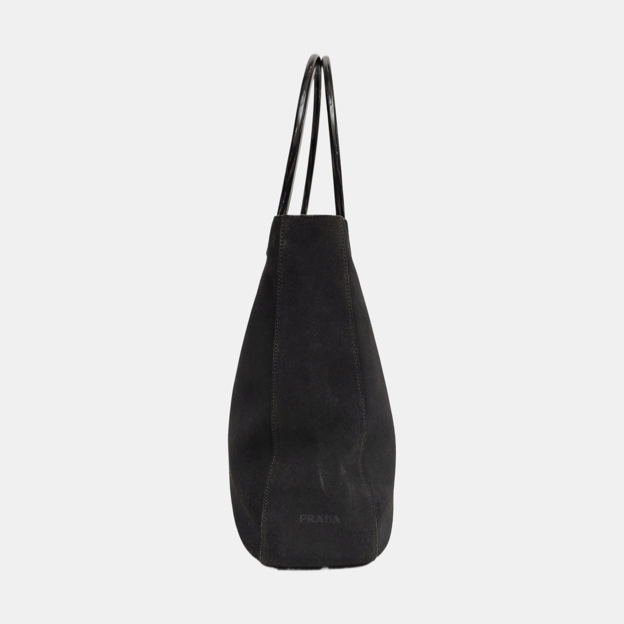 Suede Top Handle Bag Gray