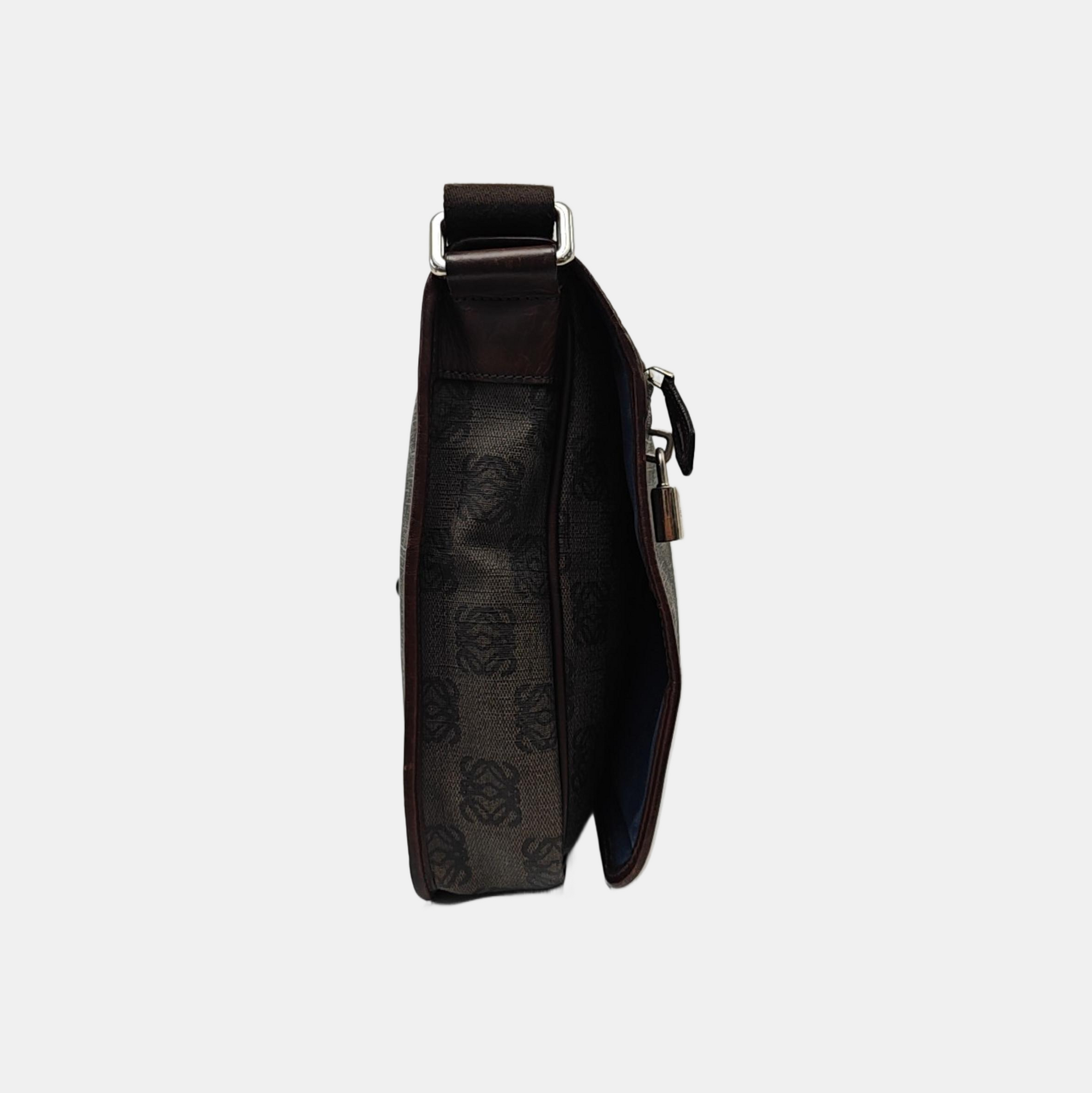 Coated Canvas Shoulder Bag Brown