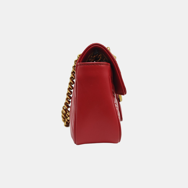 GG Marmont Small Quilted Calfskin Red