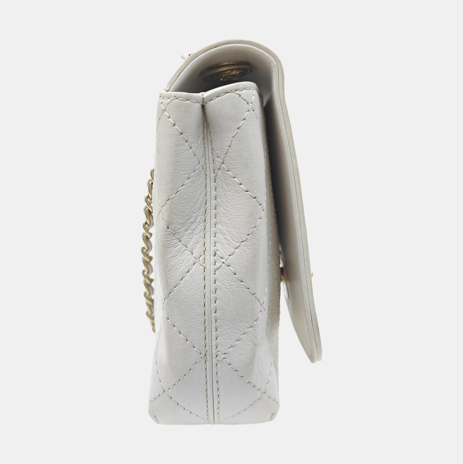 Quilted Calfskin Shoulder Bag White